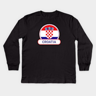 Croatia Country Badge - Croatia Flag Kids Long Sleeve T-Shirt